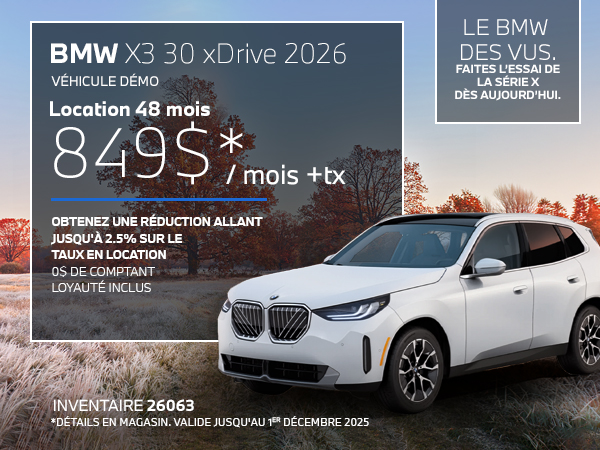 Bannière de BMW X3 30 xDrive 2026