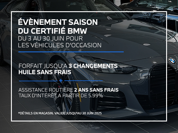 Bannière de Évènement saison du certifié BMW