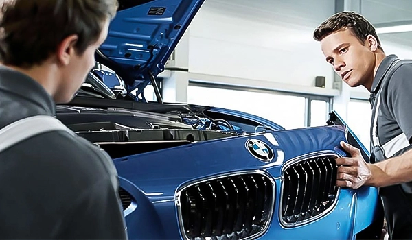 image de Forfait de services à valeur sûre BMW, Service BMW St-Agathe, Prix forfaitaires tout compris BMW, Vidange d'huile BMW, Changement d'huile BMW, Inspection véhicule BMW, Microfiltres, Contrôle des freins, Garantie standard BMW, BMW bleue.