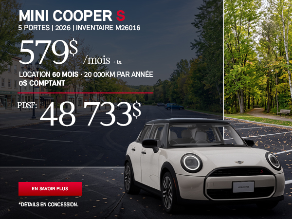 Bannière de MINI COOPER S 5 PORTES 2026