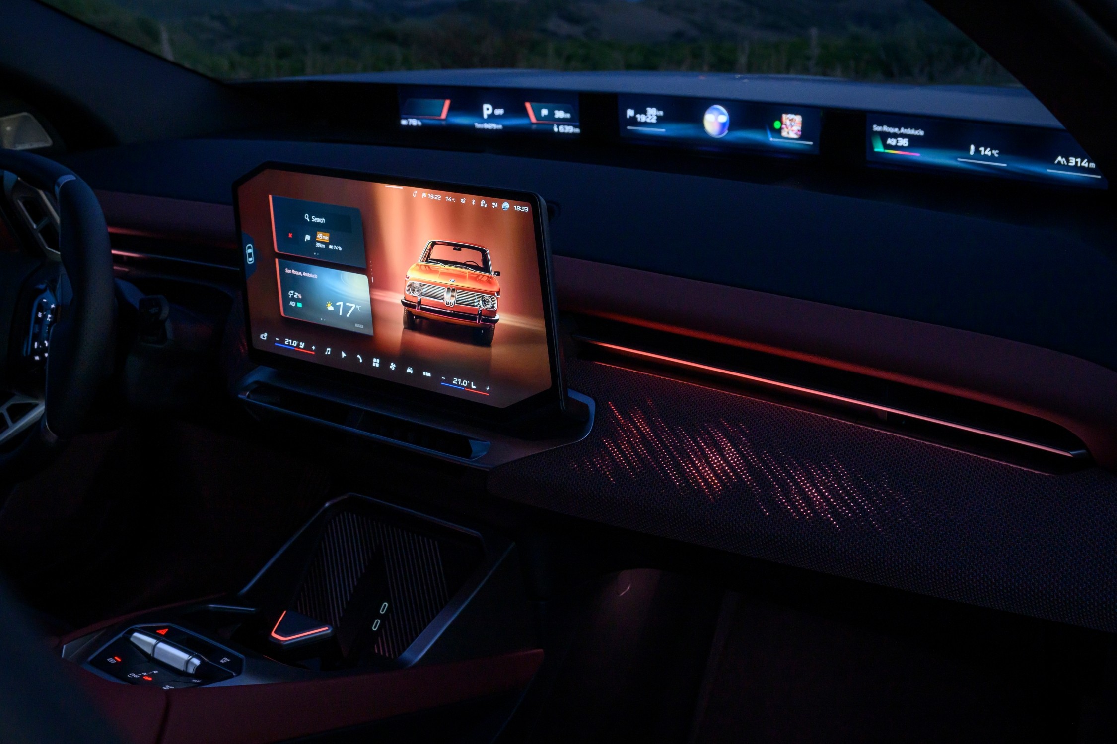 iX3's screen that spans almost the entire width of the windshield.