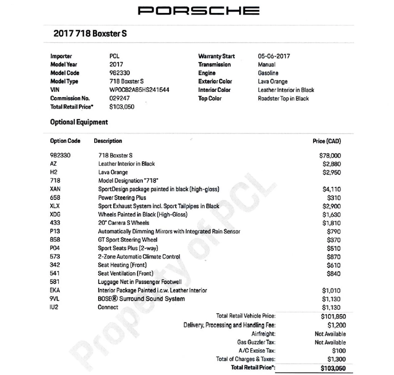 2017 Porsche 718 Boxster S Main Image