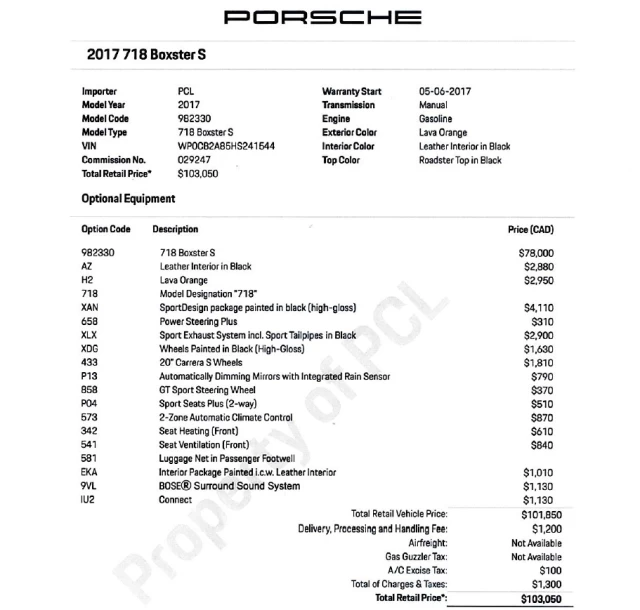 Porsche 718 Boxster S 2017